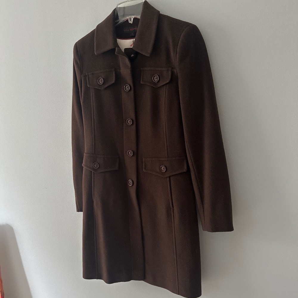 Via Spiga Chocolate Brown Wool Coat Size 4